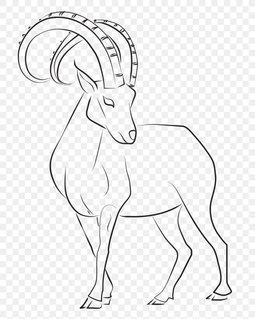 Alpine Ibex Goat Drawing Line Art Tattoo Art, PNG, 778x1026px, Alpine Ibex, Art, Artwork, Black And White, Coloring Book Download Free