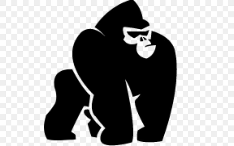 Illustration Clip Art Silhouette Vector Graphics Mountain Gorilla, PNG, 512x512px, 800pound Gorilla, Silhouette, Animal, Art, Blackandwhite Download Free