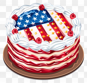 Independence Day - American Flag Cake For Celebrations PNG
