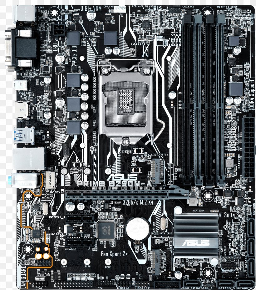 Intel ASUS PRIME B250M-A LGA 1151 MicroATX Motherboard, PNG, 2159x2441px, Intel, Asus, Asus Prime B250ma, Atx, Computer Accessory Download Free