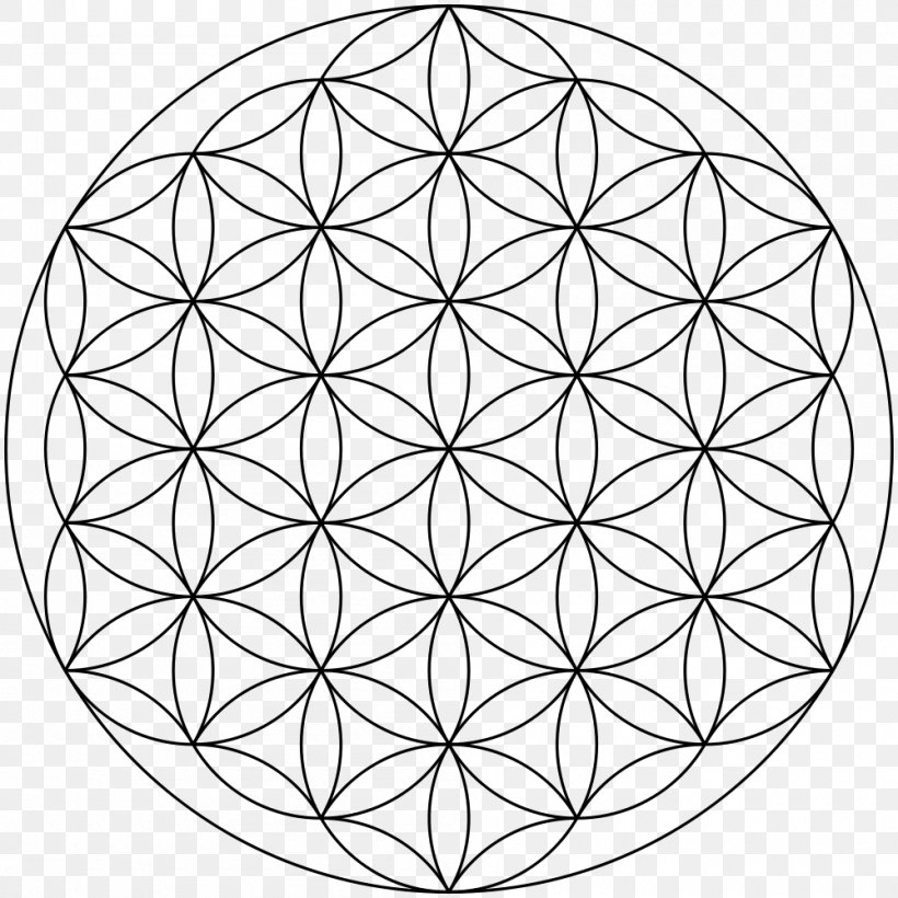 Sacred Geometry Symbol Overlapping Circles Grid Shape, PNG, 1000x1000px, Sacred Geometry, Area, Belief, Black And White, Geometry Download Free