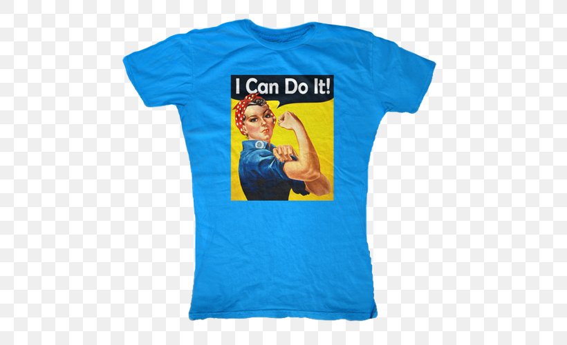 We Can Do It! Second World War Rosie The Riveter United States Paper, PNG, 500x500px, We Can Do It, Active Shirt, Blue, Clothing, Electric Blue Download Free
