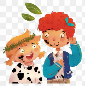 Kids Playing Mud - Cartoon Kids Playing With Leaves PNG