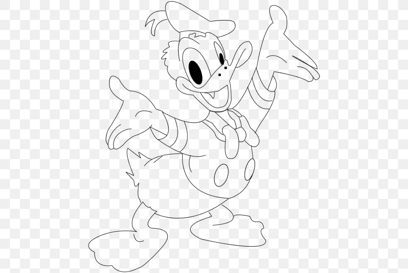 Donald Duck Black And White Drawing Coloring Book, PNG, 470x549px, Watercolor, Cartoon, Flower, Frame, Heart Download Free