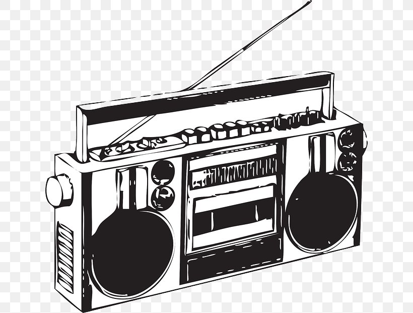 Boombox Compact Cassette Clip Art, PNG, 640x621px, Boombox, Art, Black And White, Cassette Deck, Compact Cassette Download Free