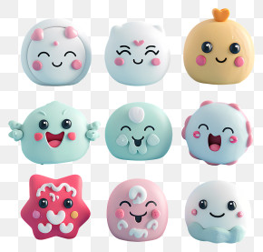 Emotes - Adorable Cartoon Emoji Toys Collection PNG