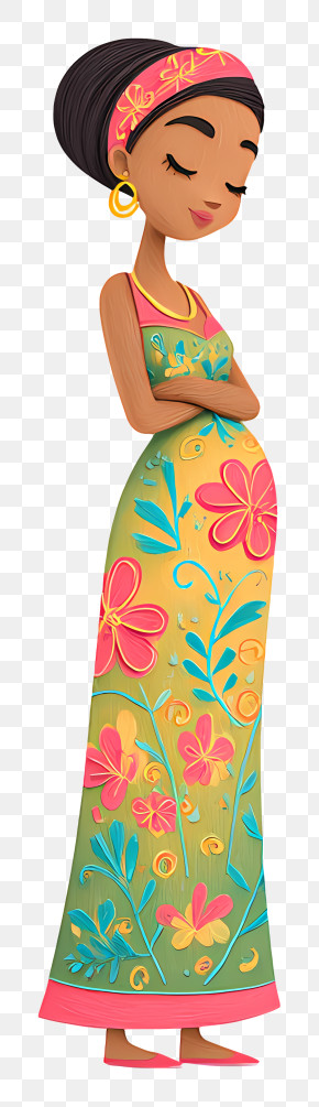 African Pregnant Woman - Pregnant Woman In Floral Dress PNG