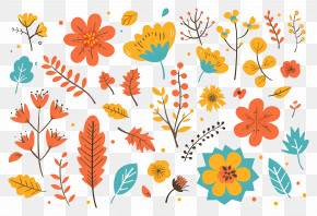 Autumn Background - Colorful Floral Doodles PNG