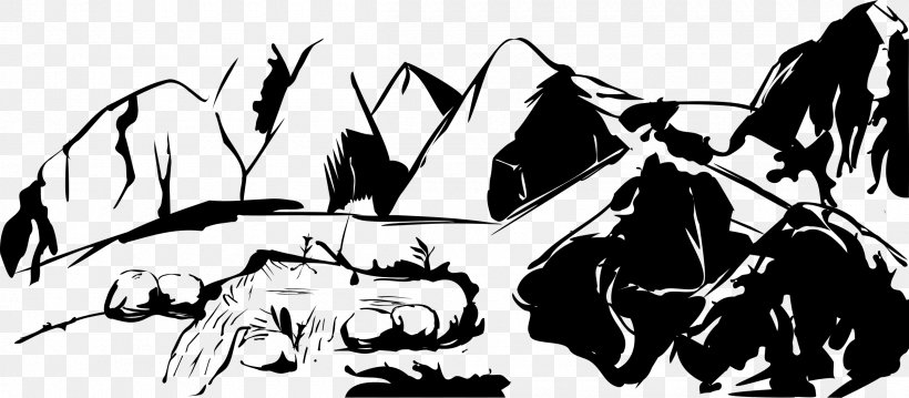 Mountain Black And White Clip Art, PNG, 2400x1051px, Mountain, Art, Black, Black And White, Blog Download Free