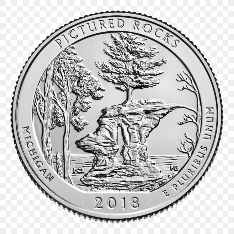 Apostle Islands National Lakeshore Pictured Rock Quarter Park Coin, PNG, 835x836px, Quarter, Black And White, Bullion, Bullion Coin, Coin Download Free