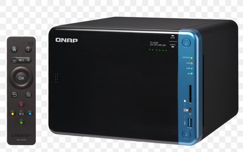 Network Storage Systems Data Storage QNAP TS-653B QNAP Systems, Inc. Hard Drives, PNG, 4500x2813px, Network Storage Systems, Audio Equipment, Audio Receiver, Data Storage, Desktop Computers Download Free