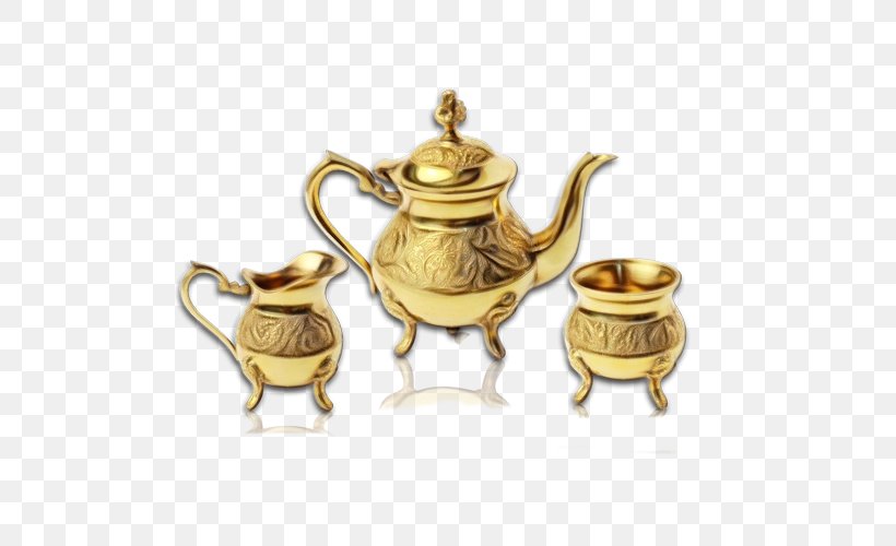 Teapot Tableware Kettle Tea Set Brass, PNG, 500x500px, Watercolor, Brass, Kettle, Lid, Metal Download Free