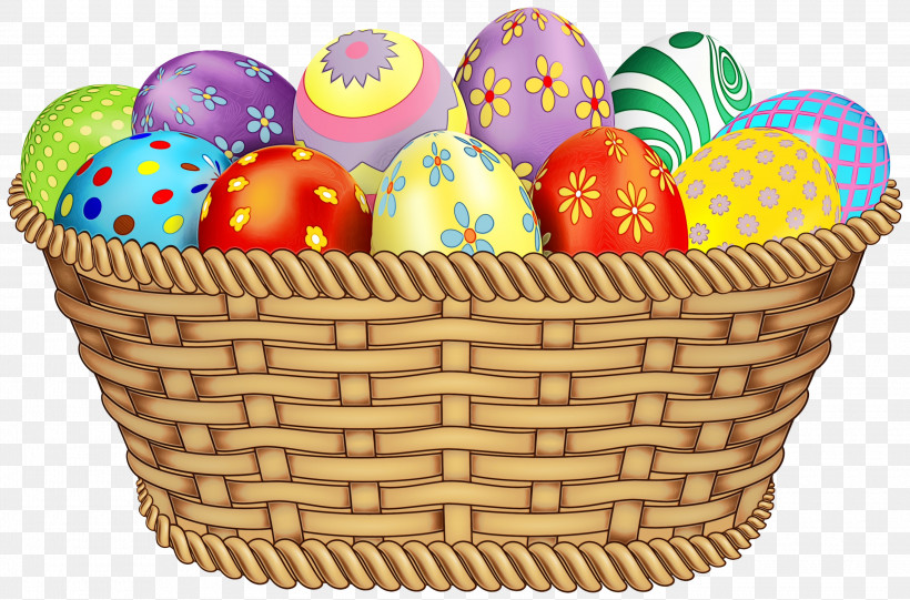 Easter Egg, PNG, 3000x1980px, Watercolor, Baking Cup, Basket, Easter, Easter Egg Download Free