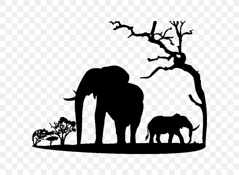 Paper Sticker Wall Decal Savanna Ganesha, PNG, 600x600px, Paper, African Elephant, Bedroom, Black And White, Branch Download Free
