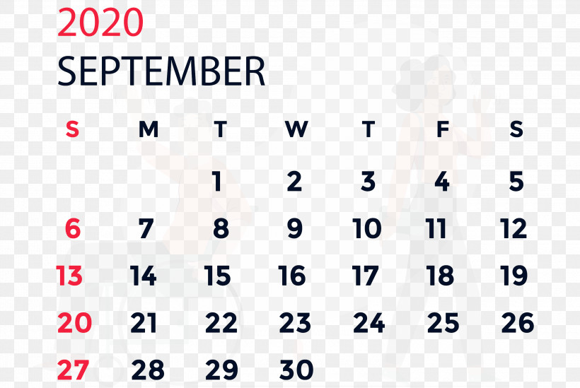 September 2020 Calendar September 2020 Printable Calendar, PNG, 3000x2010px, September 2020 Calendar, Angle, Calendar System, January, Line Download Free