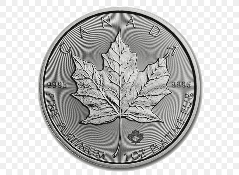 Canadian Gold Maple Leaf Canadian Platinum Maple Leaf Bullion Royal Canadian Mint, PNG, 600x600px, Canadian Gold Maple Leaf, Black And White, Bullion, Bullion Coin, Canadian Maple Leaf Download Free