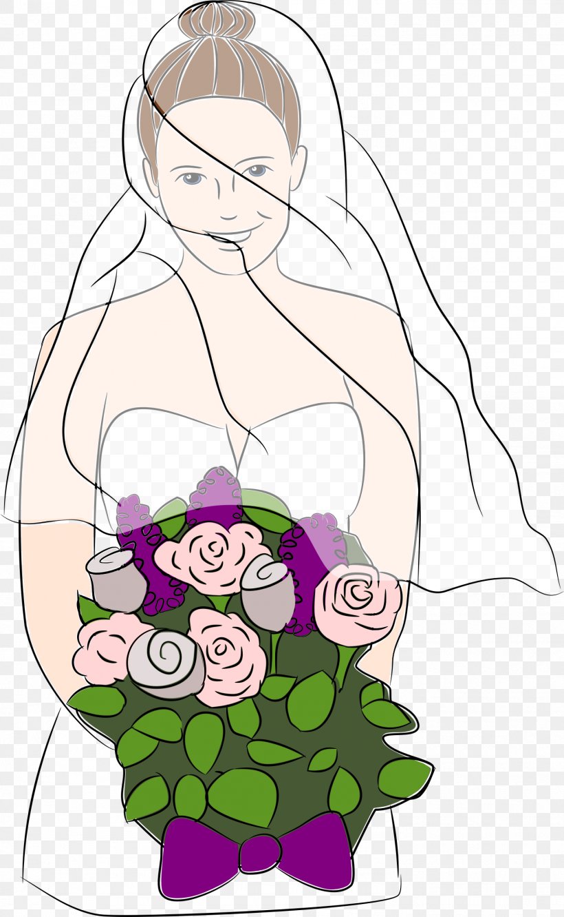 Floral Design Bride Wedding Clip Art, PNG, 1478x2400px, Watercolor, Cartoon, Flower, Frame, Heart Download Free