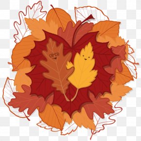 Fall In Love - Maple Leaf Floral Design Clip Art PNG