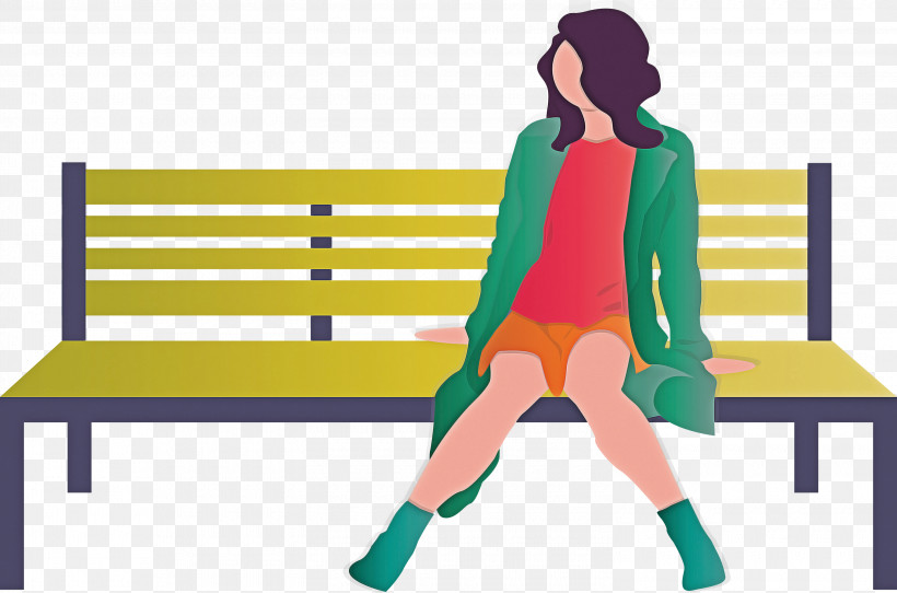 Park Bench Girl, PNG, 3000x1984px, Park Bench, Furniture, Girl, Line, Sitting Download Free