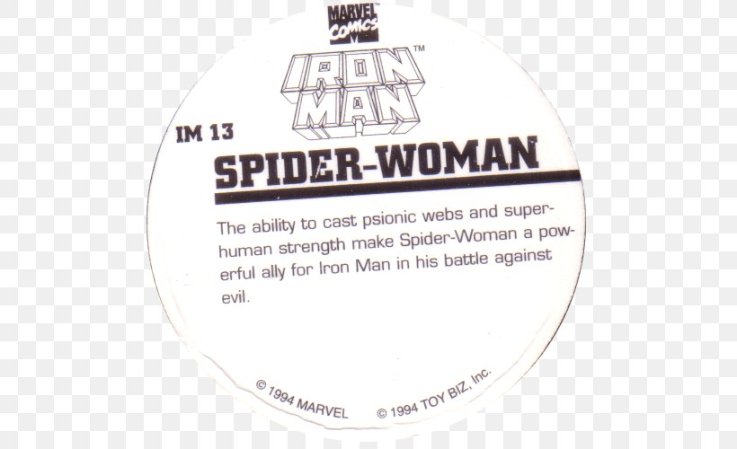 Spider-Woman Iron Man Spider-Man Marvel Comics Toy Biz, PNG, 500x500px, Spiderwoman, Brand, Comics, Iron Man, Label Download Free