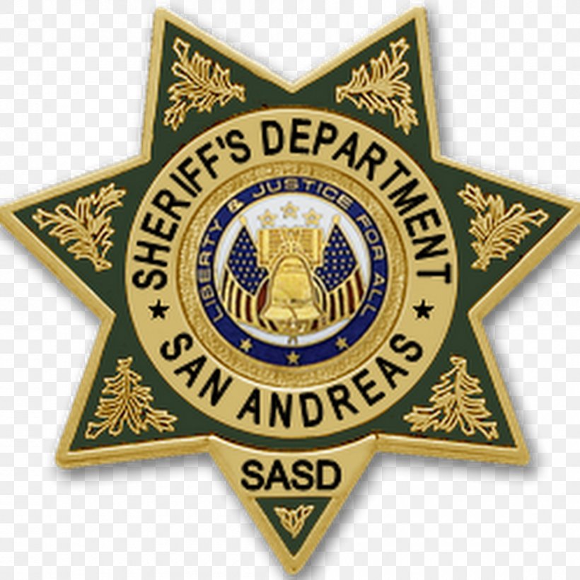 Grand Theft Auto: San Andreas San Andreas Multiplayer Multi Theft Auto Sheriff Police, PNG, 900x900px, Grand Theft Auto San Andreas, Badge, Brand, Emblem, Grand Theft Auto Download Free