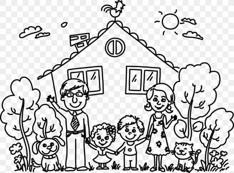 Royalty-free Drawing Family, PNG, 960x710px, Royaltyfree, Area, Art, Black And White, Cartoon Download Free