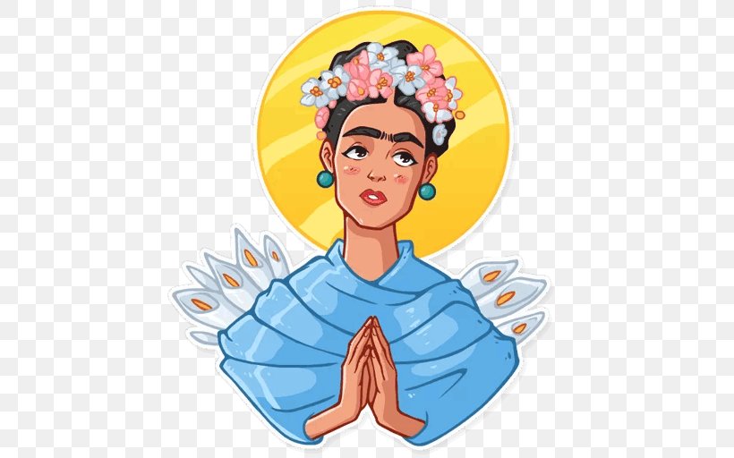 Frida Kahlo Telegram Sticker Clip Art, PNG, 512x512px, Watercolor, Cartoon, Flower, Frame, Heart Download Free