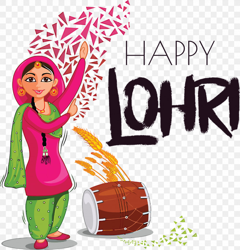 Happy Lohri, PNG, 2881x3000px, Happy Lohri, Bhangra, Cartoon, Drum, Festival Download Free