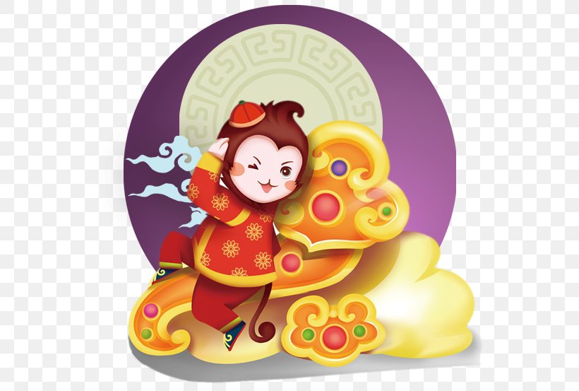 Monkey Poster Chinese New Year, PNG, 608x553px, Monkey, Art, Bainian, Chinese New Year, Flower Download Free