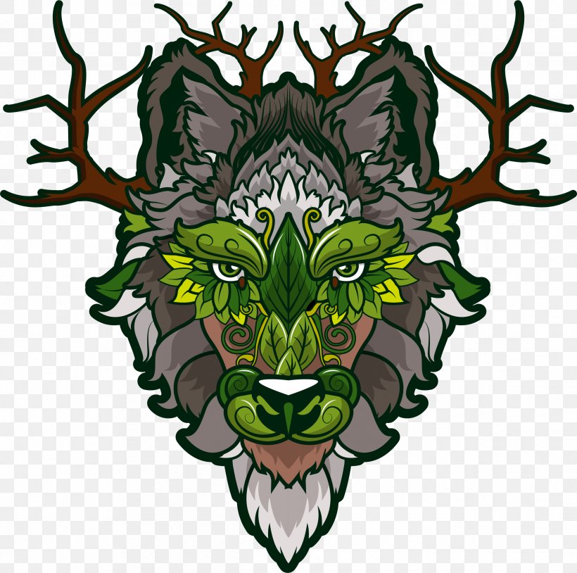 Trees Wizard Wolves, PNG, 2428x2411px, Gray Wolf, Animal, Antler, Art, Aullido Download Free