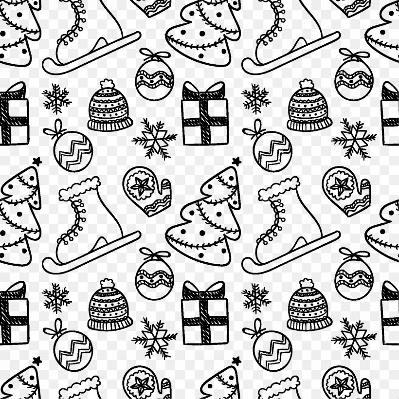 White Christmas Christmas Tree Santa Claus, PNG, 1667x1667px, Christmas, Black And White, Christmas Gift, Christmas Tree, Drawing Download Free