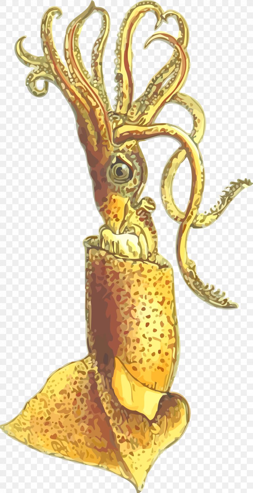 Squid Cephalopod Clip Art, PNG, 1234x2400px, Squid, Cephalopod, Gold, Molluscs Download Free