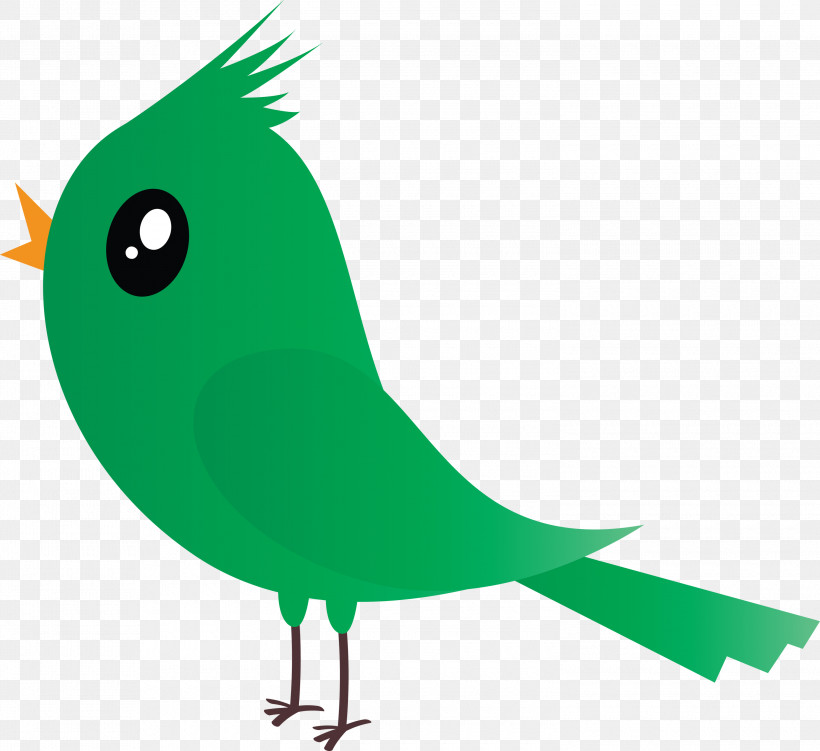 Bird Green Beak Parrot Perching Bird, PNG, 3000x2750px, Cartoon Bird, Beak, Bird, Cute Bird, Green Download Free