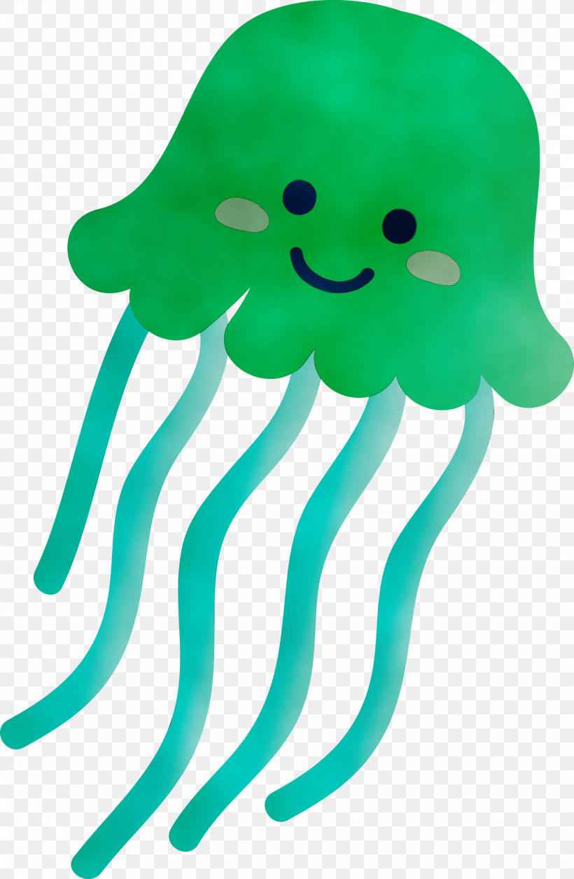 Octopus Green, PNG, 1959x3000px, Watercolor, Green, Octopus, Paint, Wet Ink Download Free