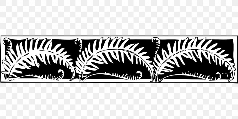Black And White Fern Drawing Clip Art, PNG, 1280x640px, Black And White, Black, Botanical Illustration, Drawing, Fern Download Free