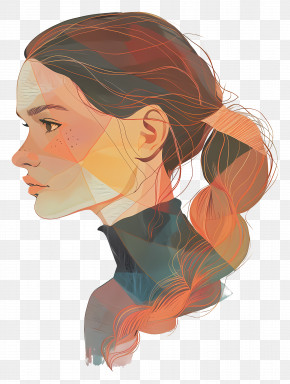 Abstract Woman Face - Artistic Portrait Of A Woman PNG