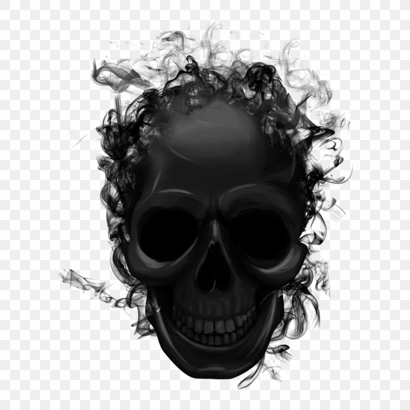 Skull Art, PNG, 1024x1024px, Image Editing, Black Hair, Blackandwhite, Bone, Editing Download Free
