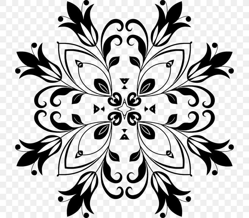 Floral Design Clip Art, PNG, 720x720px, Floral Design, Art, Black, Black And White, Butterfly Download Free
