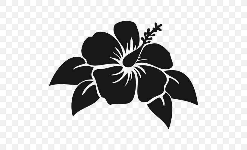 Decal Sticker Shoeblackplant Flower Hawaiian Hibiscus, PNG, 500x500px, Decal, Adhesive, Black, Black And White, Car Download Free