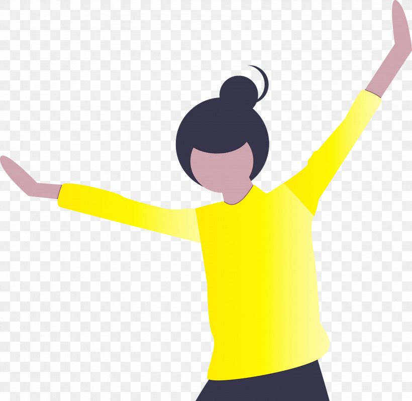 Yellow Arm Cartoon T-shirt Cheering, PNG, 3000x2923px, Abstract Girl, Arm, Cartoon, Cartoon Girl, Cheering Download Free