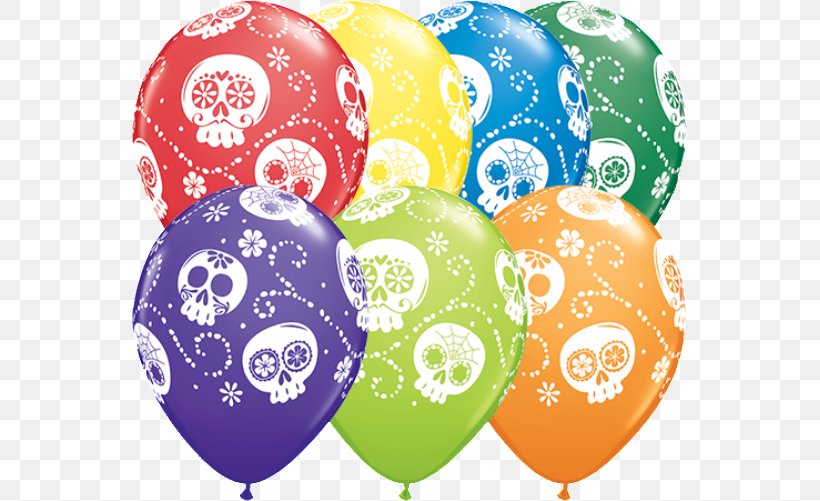 Balloon Calavera Day Of The Dead Party Favor, PNG, 555x501px, Balloon, Birthday, Calavera, Carnival, Day Of The Dead Download Free