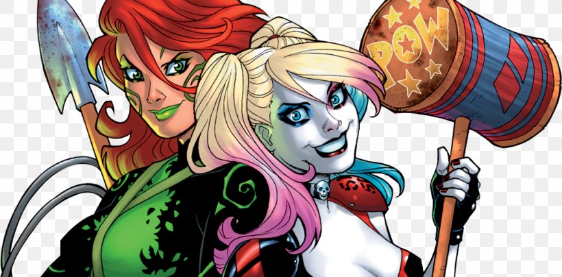 Harley Quinn Poison Ivy Batman Joker Robin, PNG, 1014x500px, Watercolor, Cartoon, Flower, Frame, Heart Download Free