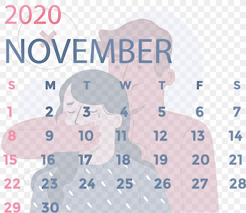 November 2020 Calendar November 2020 Printable Calendar, PNG, 3000x2599px, November 2020 Calendar, Area, Biology, Calendar System, Cartoon Download Free
