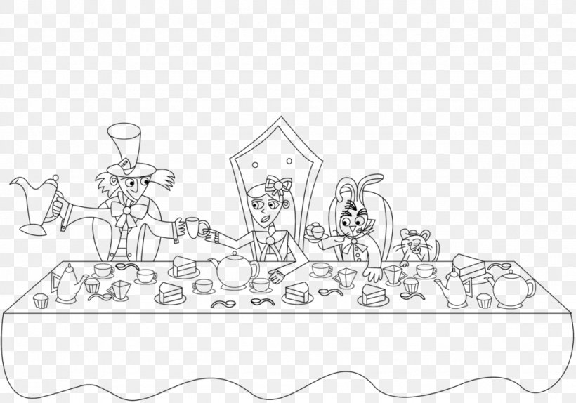 Tea Party Alice's Adventures In Wonderland Line Art White Tea, PNG, 1024x718px, Tea, Alice S Adventures In Wonderland, Area, Artwork, Birthday Download Free