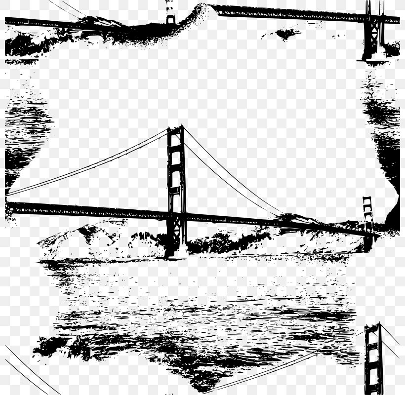 Golden Gate Bridge Line Art Clip Art, PNG, 800x800px, Golden Gate Bridge, Area, Art, Artwork, Black And White Download Free
