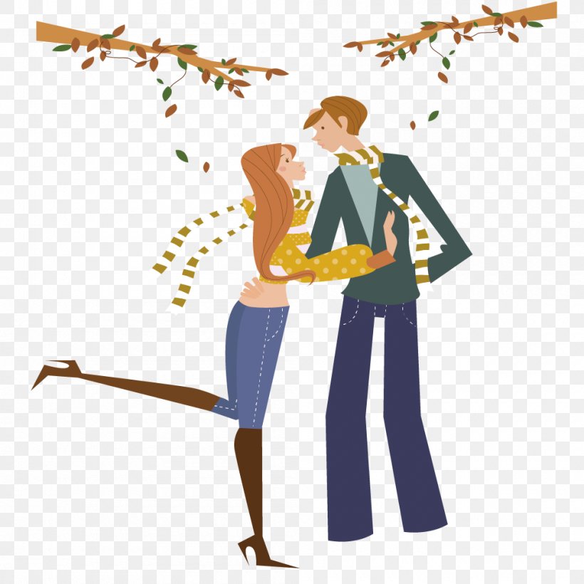 Couple Kiss, PNG, 1000x1000px, Watercolor, Cartoon, Flower, Frame, Heart Download Free