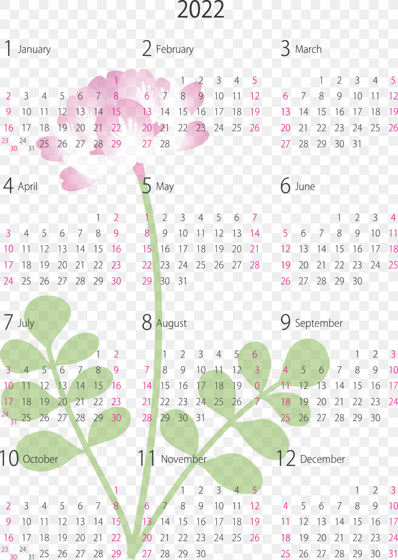 2022 Yearly Canlendar Printable 2022 Yearly Canlendar, PNG, 2133x3000px, Plant Stem, Cartoon, Drawing, Flower, Herbaceous Plant Download Free