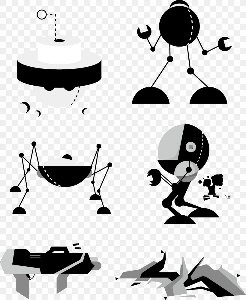 Robot Euclidean Vector Graphic Design Clip Art, PNG, 1500x1829px, Robot, Art, Black And White, Cartoon, Creative Market Download Free