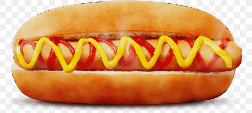 Junk Food Cartoon, PNG, 1438x649px, Watercolor, American Food, Baked Goods, Bratwurst, Bun Download Free