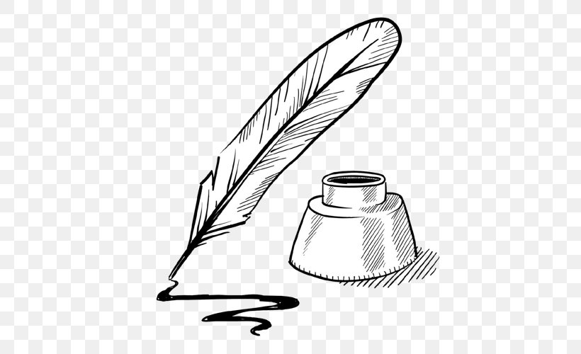 Paper Quill Drawing Inkwell Pen, PNG, 500x500px, Paper, Artwork, Black And White, Drawing, Feather Download Free